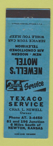 Matchbook Cover - Newell's Motel Texaco oil gas Newton KS