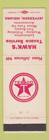 Matchbook Cover - Hawk's Texaco oil gas Jefferson IN