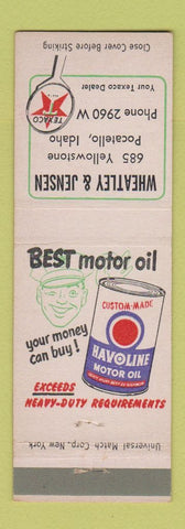 Matchbook Cover - Texaco oil gas Wheatley & Jensen Pocatello ID