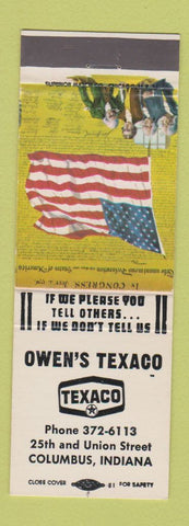 Matchbook Cover - Owen's Texaco oil gas Columbus IN