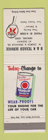 Matchbook Cover - Texaco oil gas B&K Newark OH