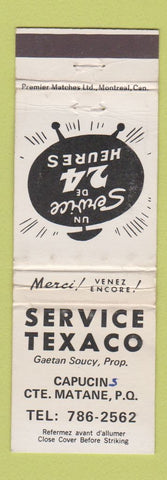 Matchbook Cover - Service Texaco oil gas Matane QC WEAR