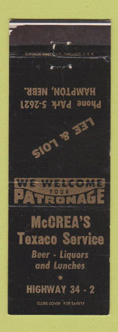 Matchbook Cover - McCrea's Texaco oil gas Hampton NE