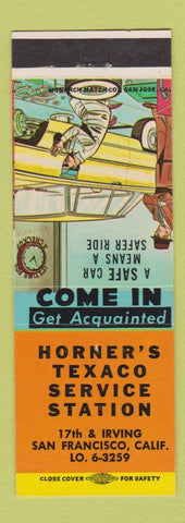 Matchbook Cover - Horner's Texaco oil gas San Francisco CA