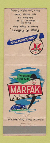 Matchbook Cover - Texaco oil gas Paige & Valliere Meredith NH