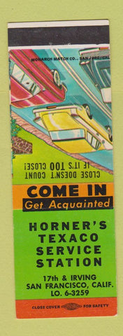Matchbook Cover - Horner's Texaco oil gas San Francisco CA