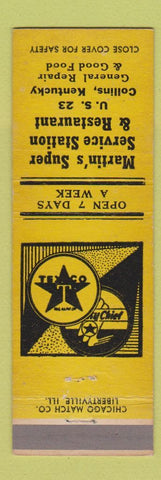 Matchbook Cover - Martin's Texaco oil gas Collins KY restaurant