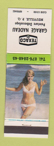 Matchbook Cover - Texaco oil gas Garage Nadeau Neuville QC pinup