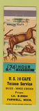 Matchbook Cover - US 10 Cafe Texaco oil gas Farwell MI