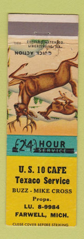 Matchbook Cover - US 10 Cafe Texaco oil gas Farwell MI
