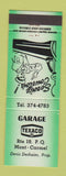 Matchbook Cover - Garage Texaco oil gas Mont Carmel QC WEAR