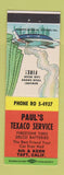 Matchbook Cover - Paul's Texaco oil gas Taft CA Firestone Tires