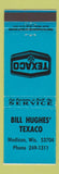 Matchbook Cover - Texaco oil gas Bill Hughes' Madison WI