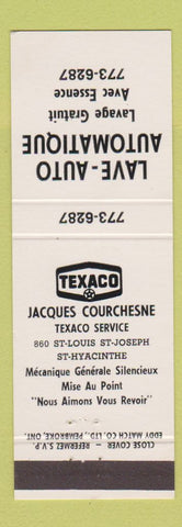 Matchbook Cover - Lave Auto Texaco oil gas St Hyacinthe QC