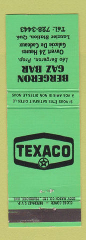 Matchbook Cover - Bergeron Gaz Bar Texaco oil gas Laurier Station QC