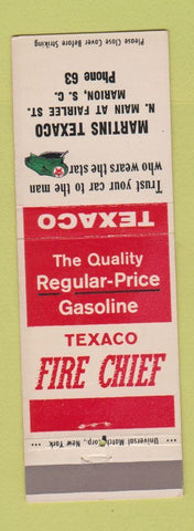 Matchbook Cover - Martins Texaco oil gas Marion SC low phone #
