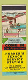 Matchbook Cover - Horner's Texaco oil gas San Francisco CA