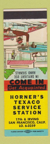 Matchbook Cover - Horner's Texaco oil gas San Francisco CA