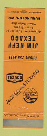 Matchbook Cover - Jim Neff Texaco oil gas Burlington WA