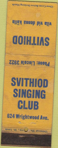 Matchbook Cover - Svithiod Singing Club WORN
