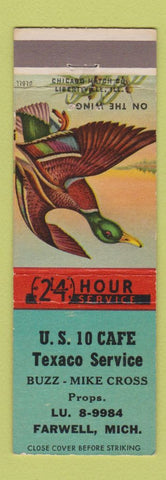Matchbook Cover - US 10 Cafe Texaco oil gas Farwell MI