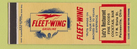 Matchbook Cover - Fleet Wing oil gas Lutz's Painesville OH