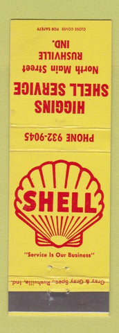 Matchbook Cover - Higgins Shell oil gas Rushville IN