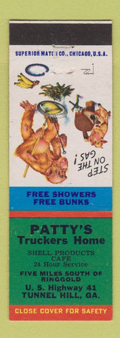 Matchbook Cover - Patty's Truckers Home Shell oil gas Tunnel Hill GA