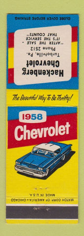 Matchbook Cover - 1958 Chevrolet Hackenberg Turbotville PA