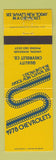 Matchbook Cover - 1978 Chevrolet Union MO