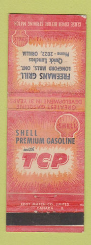 Matchbook Cover - Freeman's Grill Shell oil gas Orillia ON WORN