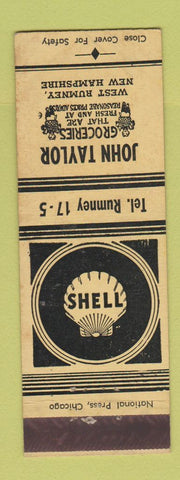 Matchbook Cover - Shell oil gas John Taylor Grocery West Rumney NH