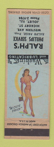 Matchbook Cover - Ralph's Phillips 66 oil gas Joliet IL pinup