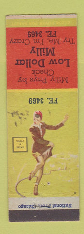 Matchbook Cover - Low Dollar Milly Check Cashing pinup