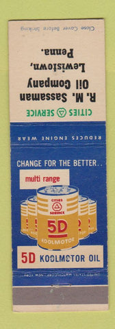 Matchbook Cover - Cities oil gas RM Sassaman Lewistown PA