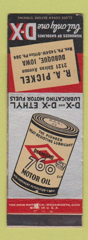 Matchbook Cover - DX oil gas RA Pickel Dubuque IA