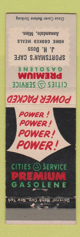 Matchbook Cover - Cities oil gas Sportsman's Cafe Annandale MN