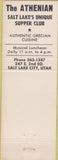 Matchbook Cover - The Athenian Salt Lake City UT