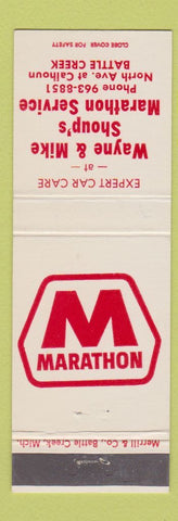 Matchbook Cover - Marathon oil gas Wayne & Mike Shoup's Battle Creek MI