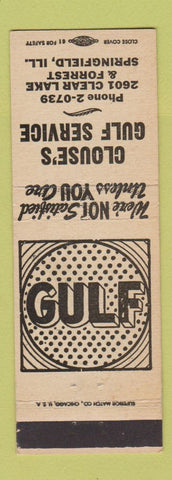 Matchbook Cover - Clouse's Gulf oil gas Springfield IL WEAR