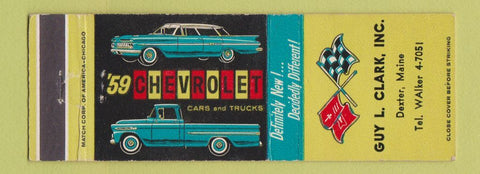 Matchbook Cover - 1959 Chevrolet Guy Clark Dexter ME
