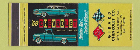 Matchbook Cover - 1959 Chevrolet Girard Philadelphia PA