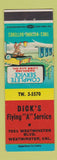 Matchbook Cover - Dick's Flying A oil gas Westminster CA