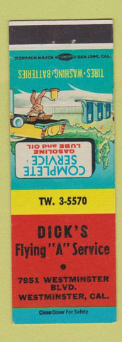 Matchbook Cover - Dick's Flying A oil gas Westminster CA