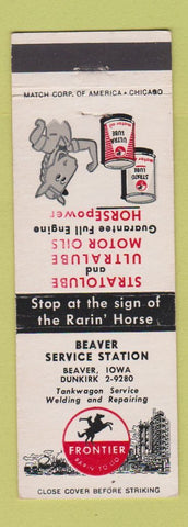 Matchbook Cover - Frontier oil gas Beaver Service Beaver IA