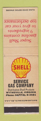 Matchbook Cover - Shell oil gas Wytheville VA #2