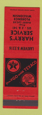 Matchbook Cover - Texaco oil gas Harry's Florence WI