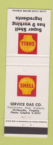 Matchbook Cover - Shell oil gas Wytheville VA 9 Ingredients #1