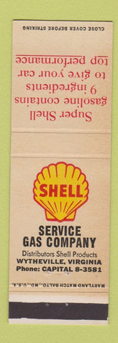 Matchbook Cover - Shell oil gas Wytheville VA 9 Ingredients #2