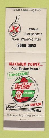 Matchbook Cover - Texaco oil gas Sabo Bros Bloomsburg PA